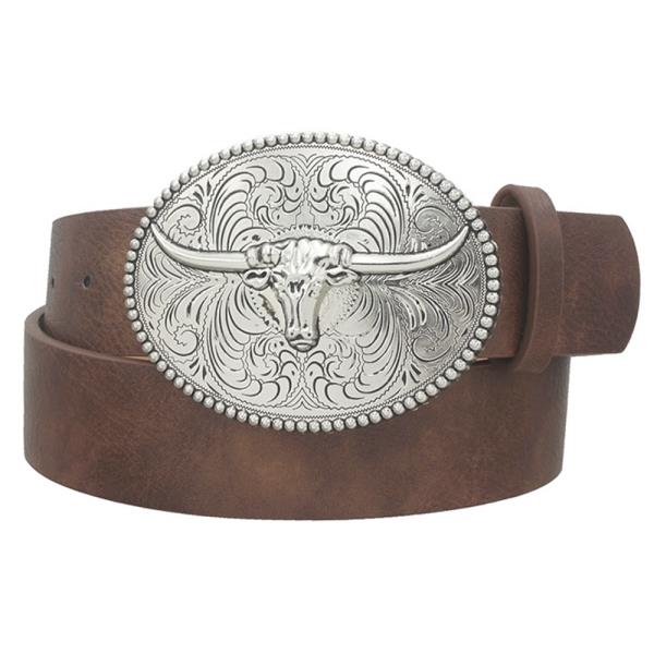 FLORA SWIRL LONGHORN OVAL BUCKLE BELT