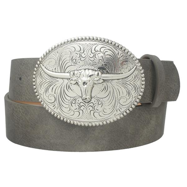 FLORA SWIRL LONGHORN OVAL BUCKLE BELT