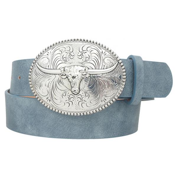 FLORA SWIRL LONGHORN OVAL BUCKLE BELT