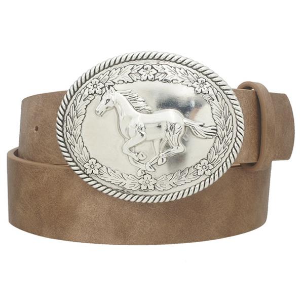 RUNNING HORSE OVAL BUCKLE BELT