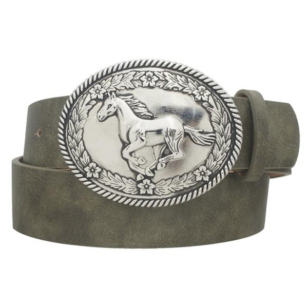 RUNNING HORSE OVAL BUCKLE BELT
