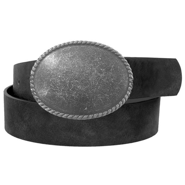 ROPE TRIMMED SIMPLE OVAL BUCKLE BELT