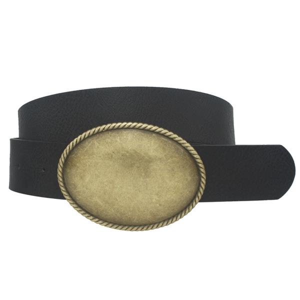 ROPE TRIMMED SIMPLE OVAL BUCKLE BELT