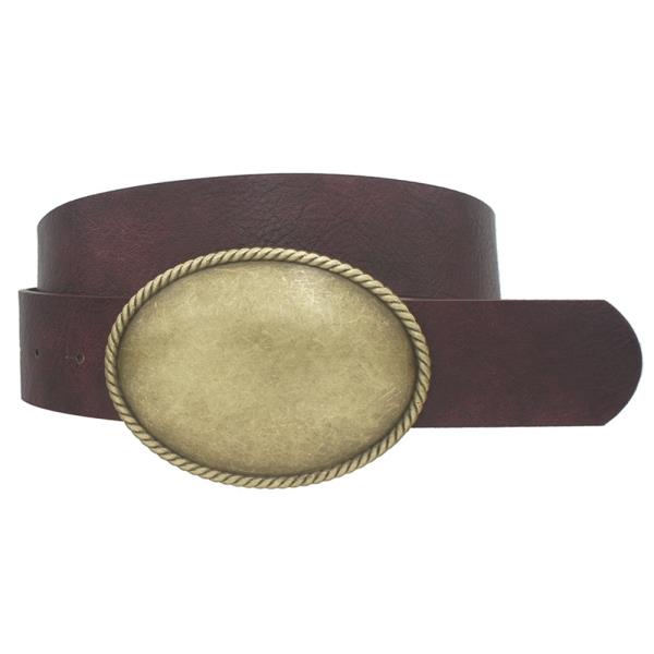 ROPE TRIMMED SIMPLE OVAL BUCKLE BELT