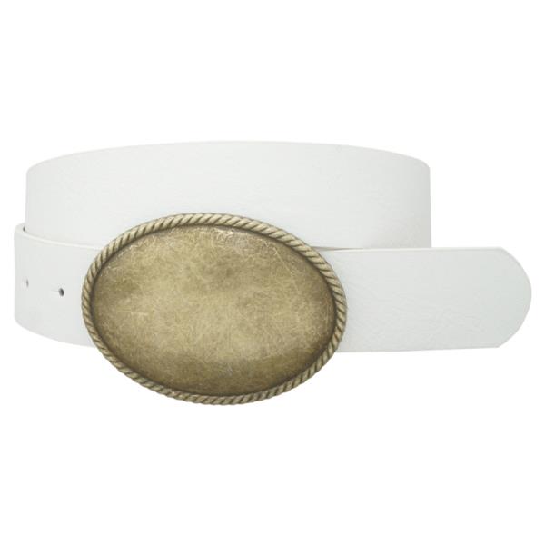 ROPE TRIMMED SIMPLE OVAL BUCKLE BELT