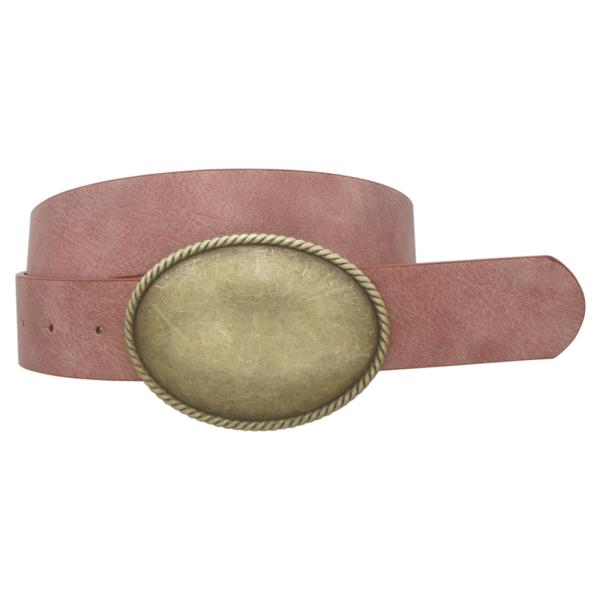 ROPE TRIMMED SIMPLE OVAL BUCKLE BELT