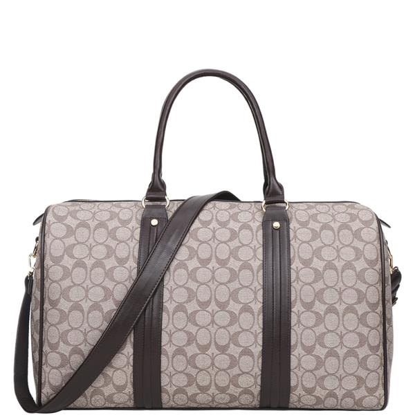 OVAL PRINTED HANDLE TRAVEL BOSTON BAG