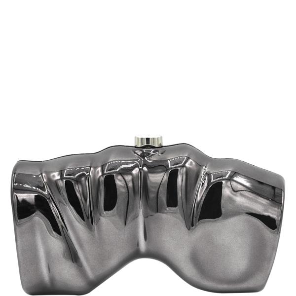 METALLIC ODD SHAPED EVENING CLUTCH BAG