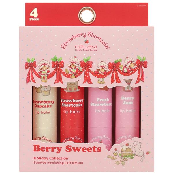 CELAVI STRAWBERRY SHORTCAKE 4PC LIP BALM SET