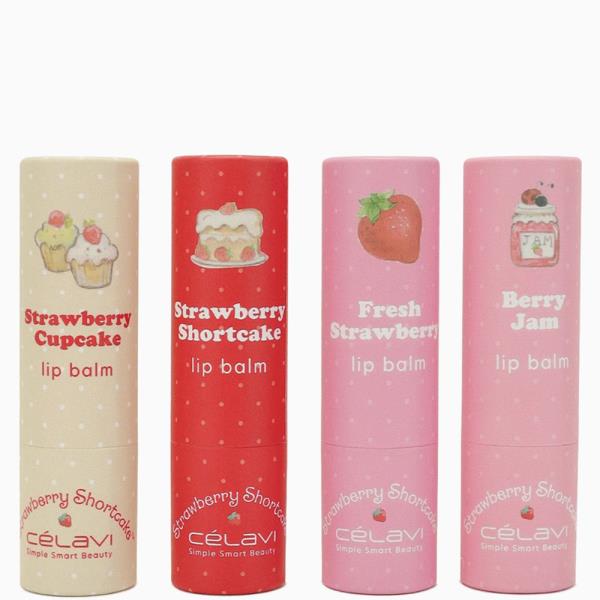 CELAVI STRAWBERRY SHORTCAKE 4PC LIP BALM SET