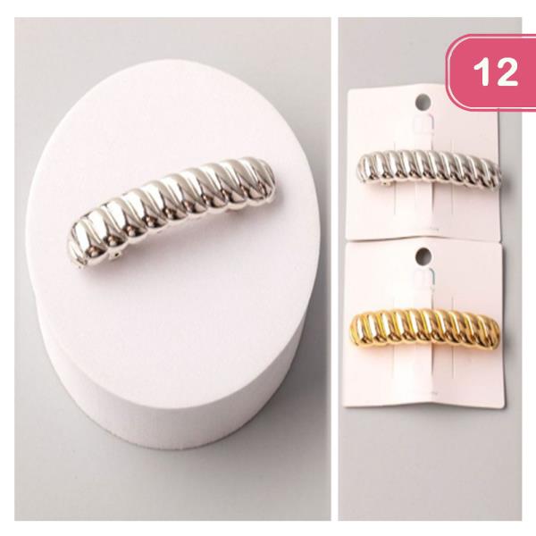 METAL TWIST BAR BARRETTE HAIR PIN (12 UNITS)