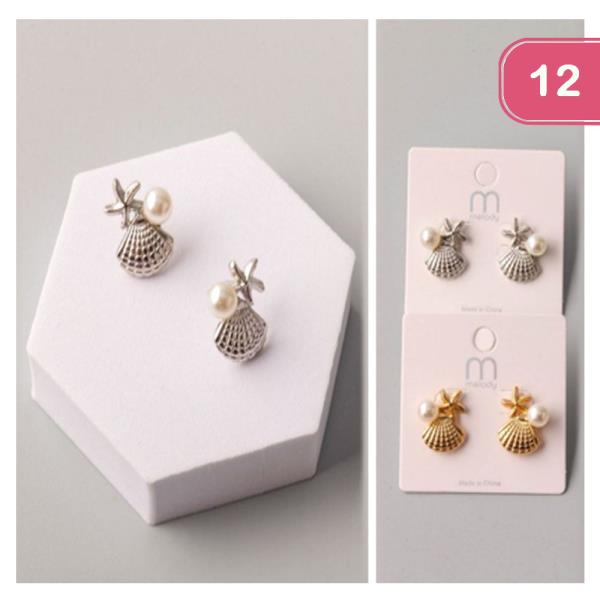 STAR SHELL PEARL POST EARRING (12 UNITS)