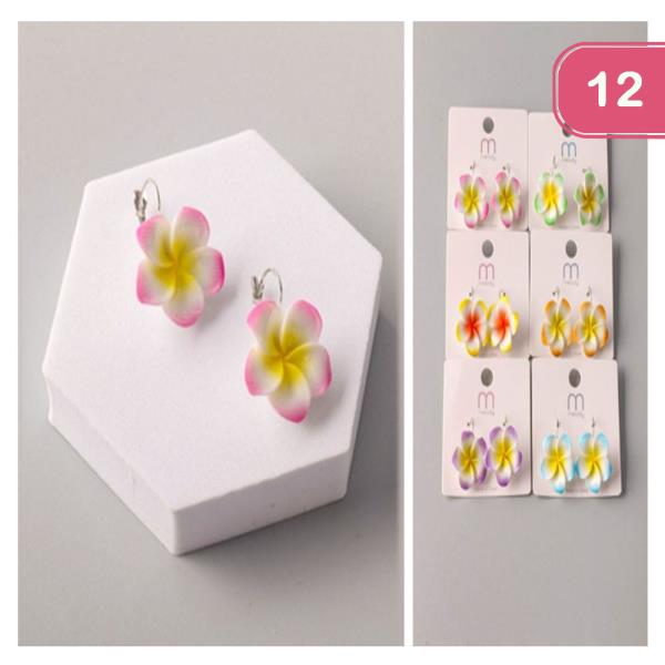 HAWAII FLOWER FRENCH CLIP EARRING (12 UNITS)