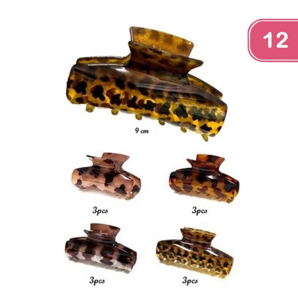 CHEETAH HAIR CLAW CLIP (12 UNITS)