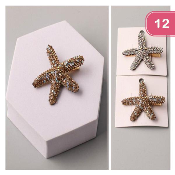 RHINESTONE STARFISH HAIR PIN (12 UNITS)