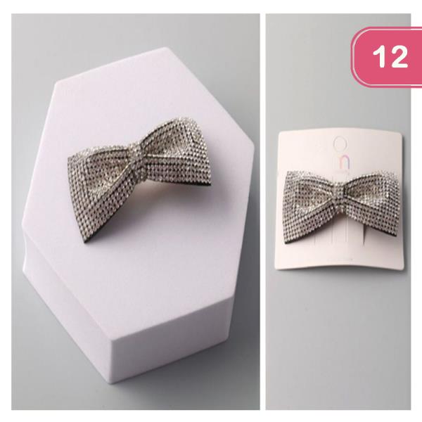 RHINESTONE BOW HAIR PIN (12 UNITS)