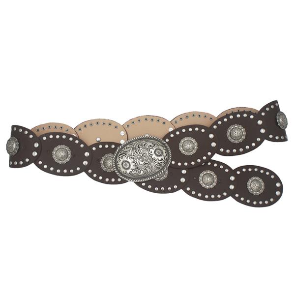 FLORA EMBOSSED OVAL BUCKLE DISC LINK BOHO BELT