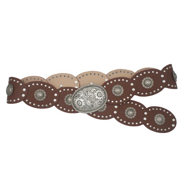 FLORA EMBOSSED OVAL BUCKLE DISC LINK BOHO BELT