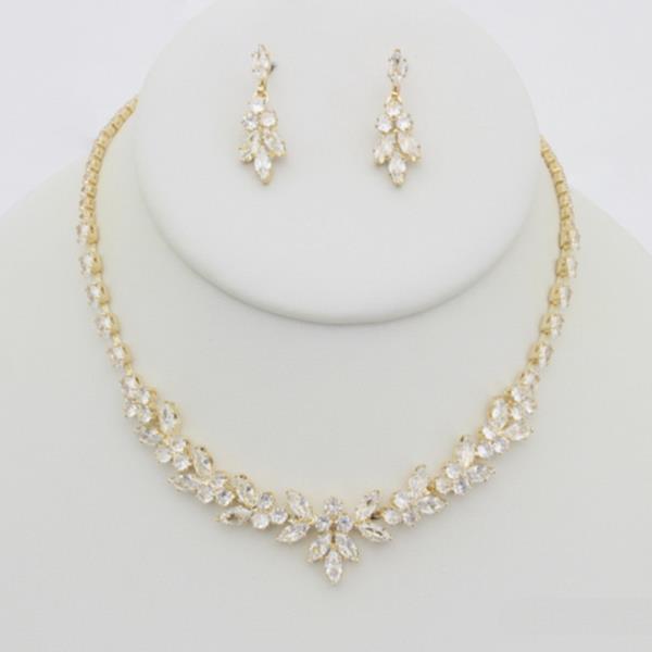 RHINESTONE NECKLACE EARRING SET