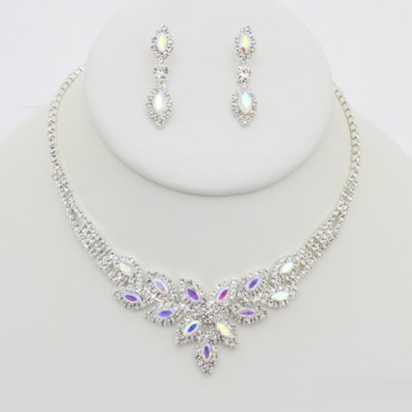 RHINESTONE NECKLACE EARRING SET