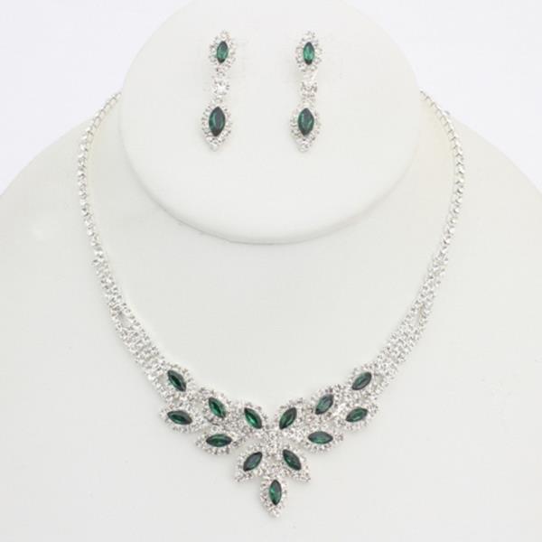 RHINESTONE NECKLACE EARRING SET