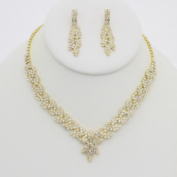 RHINESTONE NECKLACE EARRING SET