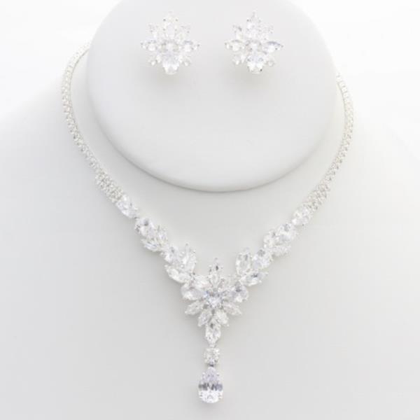 TEARDROP RHINESTONE NECKLACE EARRING SET