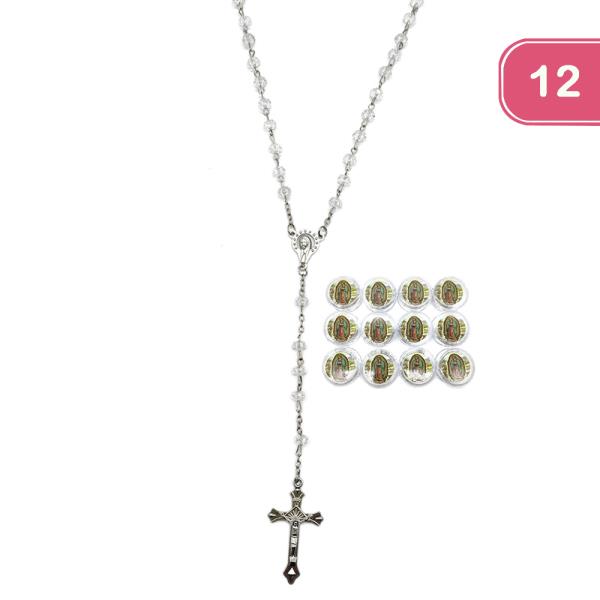 GUADALUPE Y CROSS NECKLACE (12 UNITS)