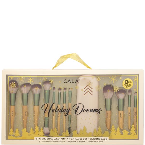 CALA HOLIDAY DREAMS 8PC BRUSH COLLECTION AND 4PC TRAVEL SET W SILICONE CASE