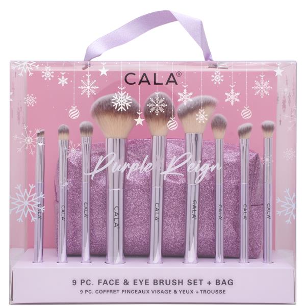 CALA 9PC FACE AND EYE BRUSH SET W BAG