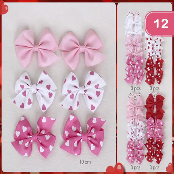 HEART VALENTINES DAY 6 PCS HAIR BOW SET (12 UNITS)