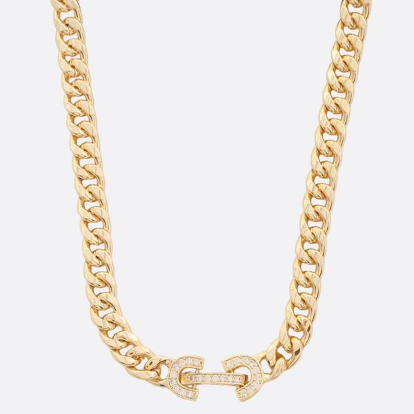 CZ CURB LINK METAL NECKLACE