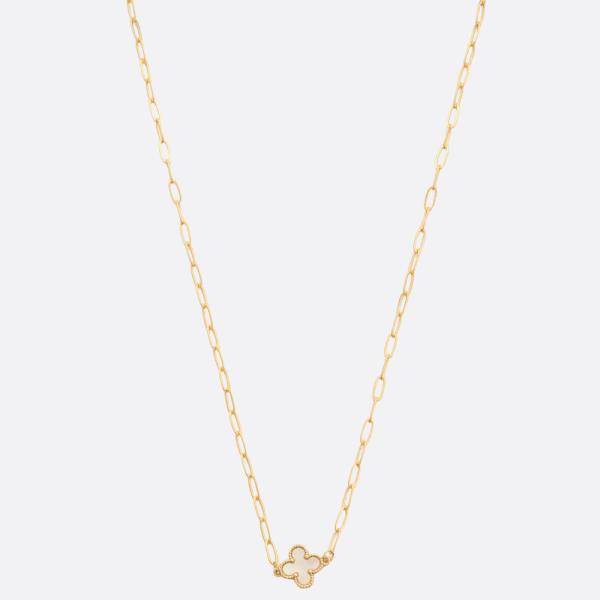 SODAJO CLOVER OVAL LINK GOLD DIPPED NECKLACE