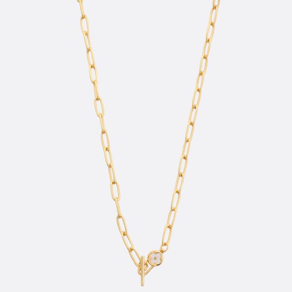 SODAJO CLOVER TOGGLE CLASP GOLD DIPPED NECKLACE