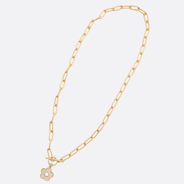 SODAJO FLOWER CHARM TOGGLE CLASP GOLD DIPPED NECKLACE