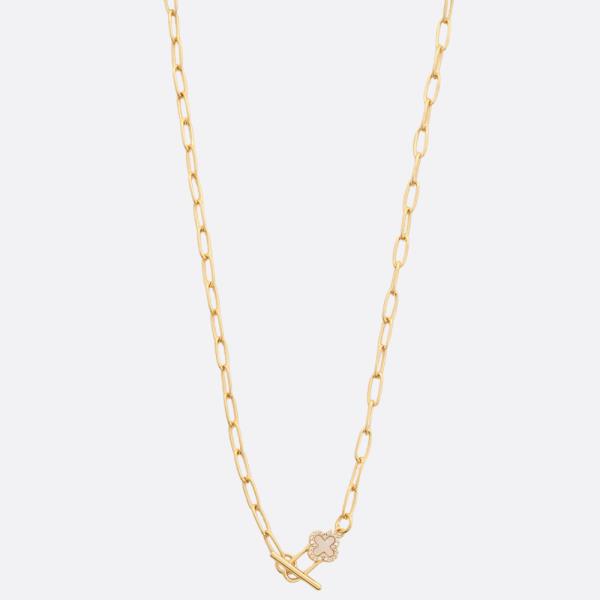 SODAJO CLOVER OVAL LINK TOGGLE CLASP GOLD DIPPED NECKLACE