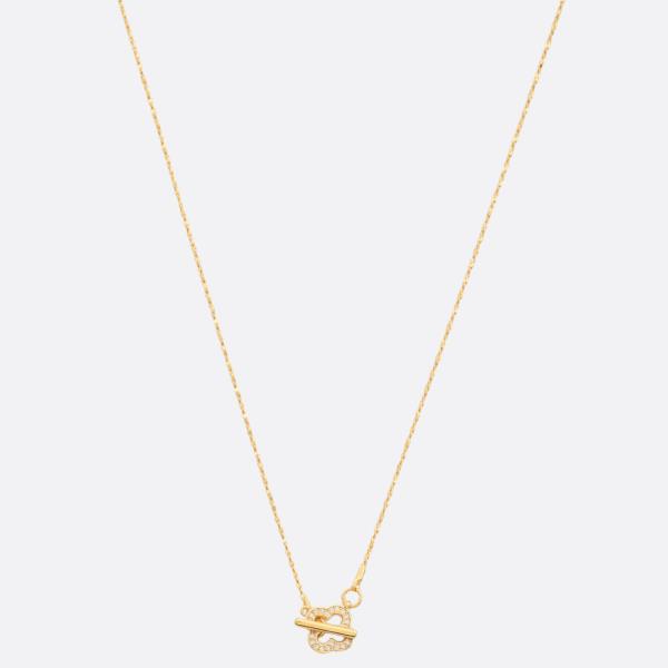 SODAJO RHINESTONE CLOVER TOGGLE CLASP GOLD DIPPED NECKLACE