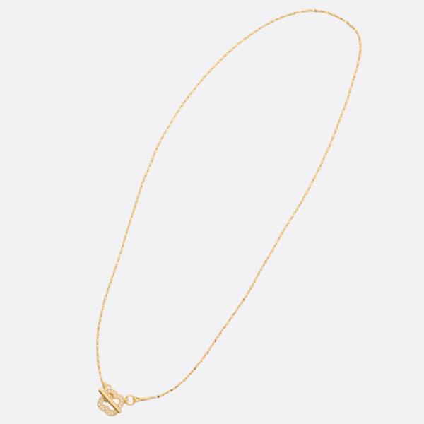 SODAJO RHINESTONE CLOVER TOGGLE CLASP GOLD DIPPED NECKLACE