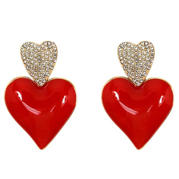 HEART RHINESTONE DANGLE EARRING