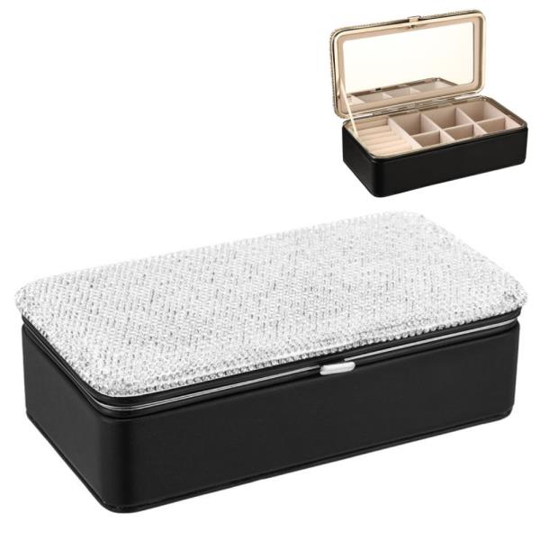 RHINESTONE MULTI COMPARTMENT JEWELRY BOX ORGANIZER