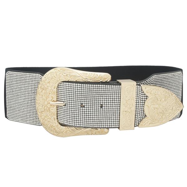 RHINESTONE WESTERN BUCKLE ELASTIC BELT