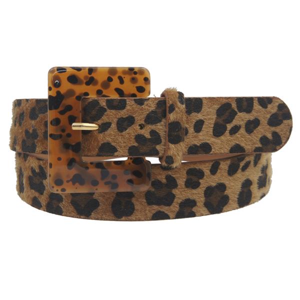 TORTOISE SQ BUCKLE LEOPARD BELT