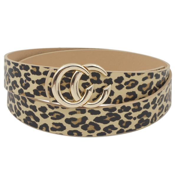 CC BUCKLE STANDARD LEOPARD PU BELT