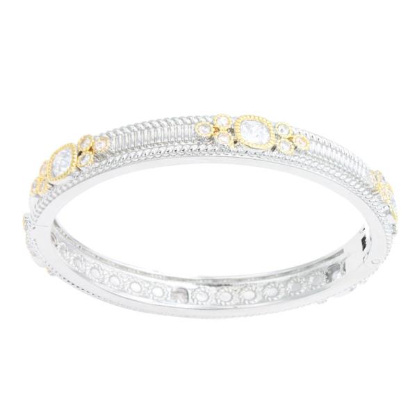 TWO TONE CRYSTAL METAL BANGLE BRACELET