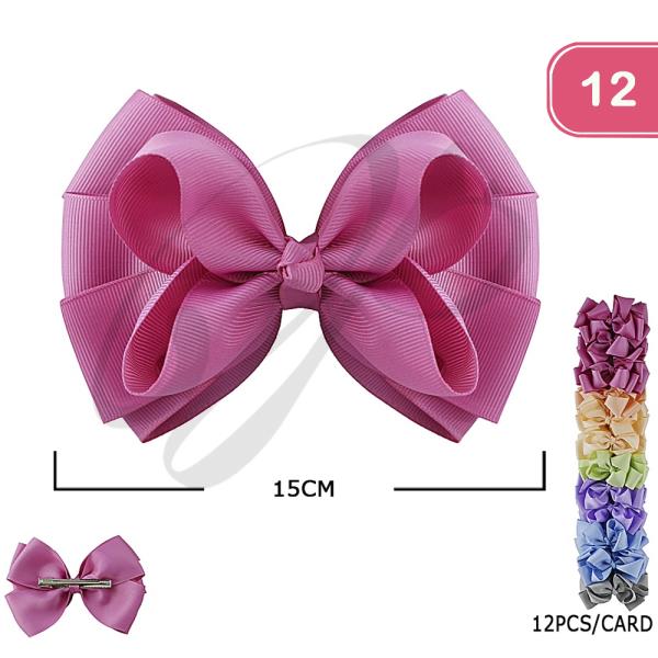 RIBBON HAIR BOW PIN (12 UNITS)