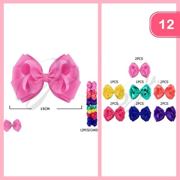 RIBBON HAIR BOW PIN (12 UNITS)