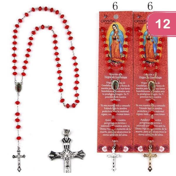 GUADALUPE BEAD CROSS PENDANT NECKLACE (12 UNITS)