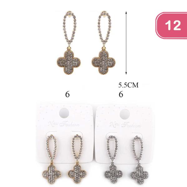 RHINESTONE CLOVER EARRING (12 UNITS)