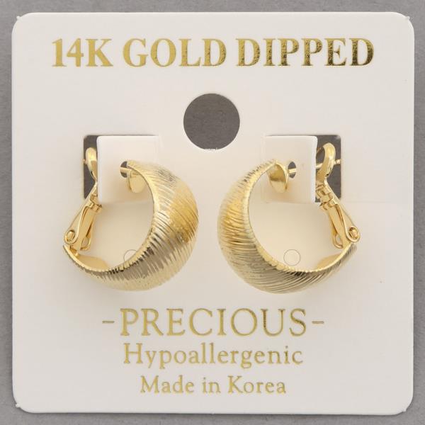 14K GOLD DIPPED WIDE TEXTURED HOOP EARRING