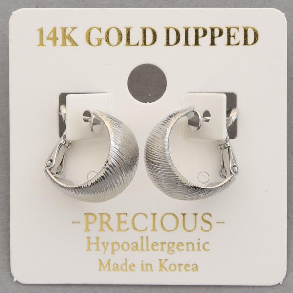 14K GOLD DIPPED WIDE TEXTURED HOOP EARRING